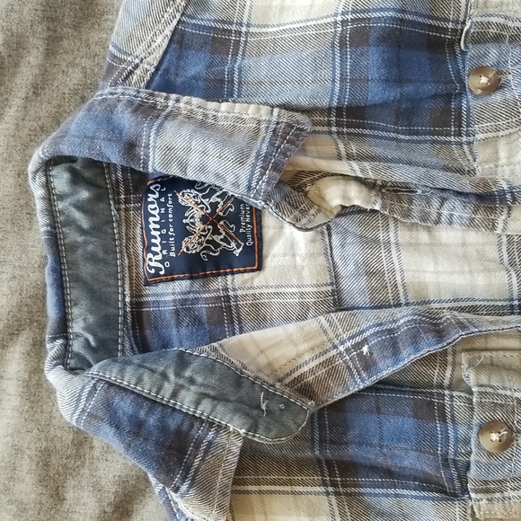 Rumors Original Boys Size Small Blue Plaid Button down shirt - Picture 2 of 4